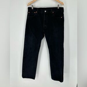 Levis 501 Jeans Mens 36x32 Black Denim Button Fly Straight Leg X3